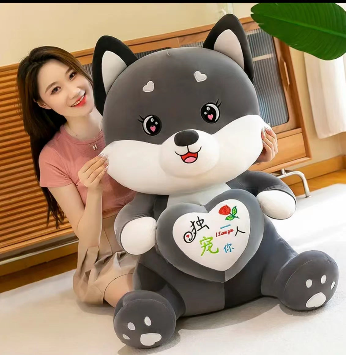 Hug Heart Husky Plush Toy